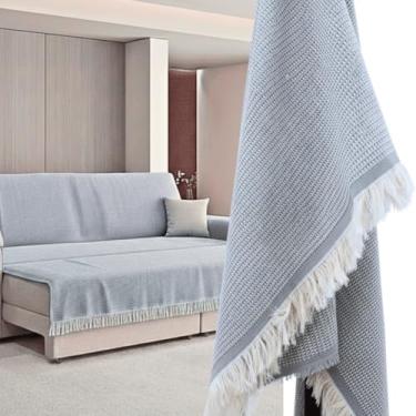 Imagem de Manta de Sofa, Manta para Sofa Grande, 4,00 X 1,8m Decorativa e Capa Protetora Algodão Artesanal Resistente e Duradouro(Cinza)
