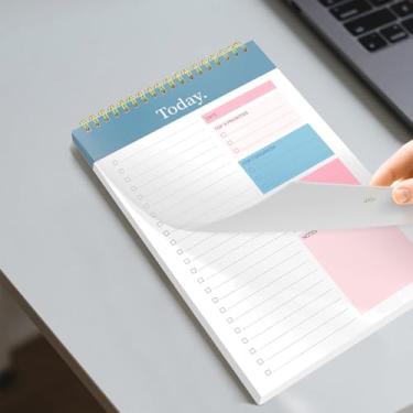 Imagem de Bloco de notas para fazer agenda diária bloco de notas B5 espiral com agenda organizadora lista de tarefas para escritório em casa (azul claro, 26,2 x 16,5 cm)