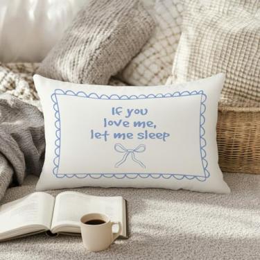 Imagem de Capas de almofada Coquette Blue Bow 30 x 50, decoração de quarto feminino Coquette Preppy Girly, If You Love Me Let Me Sleep, Capas decorativas para almofadas lombares
