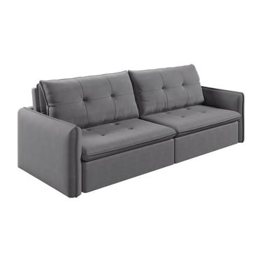 Imagem de Sofá 3 Lugares Retrátil e Reclinável Braga Linho Cinza 200 cm