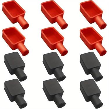 Imagem de Capa de terminal de bateria de 12 peças, protetor de terminal de bateria, capa de bateria isolante de carro, borracha macia positiva e negativa, tampas de pino do conector superior para carro