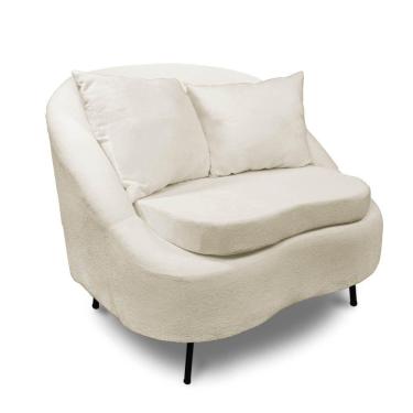 Imagem de Poltrona Decorativa Orgânica Pé Ferro Pto Zaya Bouclê C05 - D'rossi Cor Bege