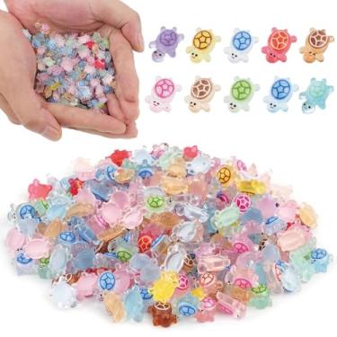 Imagem de 240 peças luminosas mini tartarugas de resina, pequenas tartarugas marinhas que brilham no escuro para esconder figuras em miniatura, pequenos animais oceânicos de plástico para jardim de fadas, micro