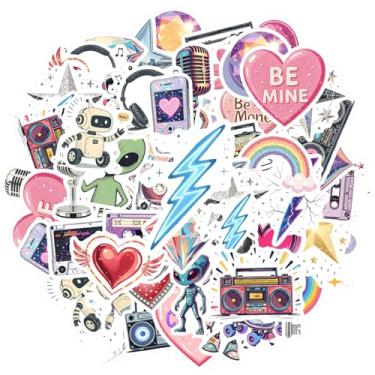 Imagem de 50 adesivos de música robôs fofos, decalques de vinil à prova d'água para computador, skate, laptop, garrafa de água, bagagem, caderno para crianças, adolescentes e adultos