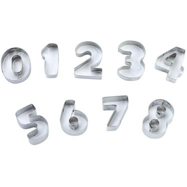 Imagem de Cortador De Biscoito E Massas Numeros Em Inox 09 Peças