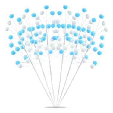 Imagem de 6 peças de decorações de Natal pastel e palitos de Natal de feltro e sprays DIY para árvores de Natal, enchimento e decoração de árvores festivas (azul branco)