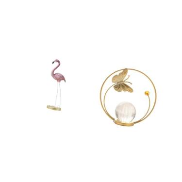 Imagem de Fenteer Escultura de Flamingo em Resina Cristal, Arte Moderna com Suporte de Metal para Casa, Jardim, Lareira, Lago, Canteiro de Flores, Corredor, Quarto, Sal