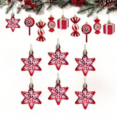 Imagem de Conjunto de enfeites de doces de Natal, 6 peças de decorações de plástico de bengala e pirulito de menta com corda para pendurar, enfeites de Natal para árvore de Natal, decoração de festa em casa