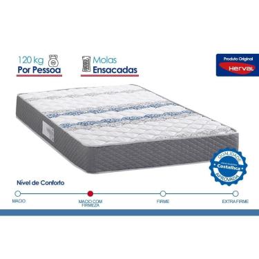 Imagem de Cama Box Baú Queen: Colchão Anatômico Herval D60 - Ag65 Timeless + Base Crc Suede Gray (158x198)