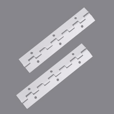 Imagem de [Pacote com 2] Dobradiças de piano de aço inoxidável 304 brancas de 15 cm, dobradiças contínuas de 0,05 polegadas de espessura, largura aberta de 3,5 cm, ideal para portas de armário modernas