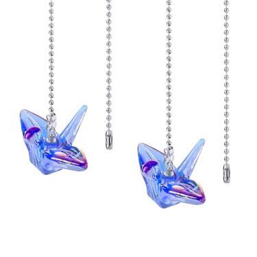 Imagem de LONGSHENG - SINCE 2001 - Pacote com 2 correntes de extensão para ventilador de teto com guindastes decorativos de papel de vidro azul 50 cm conjunto de corrente de puxar para luz de teto corrente de