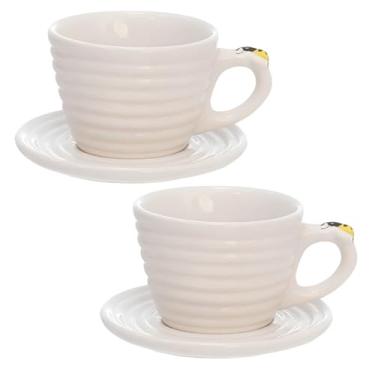 Imagem de Jogo de Xícaras para Chá Bee em Porcelana, 90ml, 4 Peças com Pires, Branco