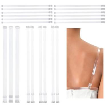 Imagem de NICENEEDED 9 pares de alças de sutiã transparentes, alças de ombro invisíveis ajustáveis antiderrapantes de substituição, alças elásticas transparentes par com ganchos para sutiãs sem alças e
