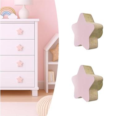Imagem de 2 Puxadores Estrela Rosa Infantil Móveis Porta Cômoda Gaveta