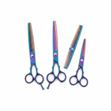 Imagem de Kit Barbeiro Aço Inox Cabeleireiro Tesouras Navalha Pentes Barbearia Corte Masculino Profissional Barbeiro Cabeleireiro (Tesoura Boreal)