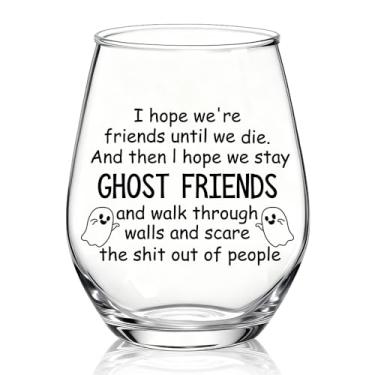 Imagem de XQLZY Taça de vinho I Hope We'Re Friends Until We Die Stemless, citações engraçadas de amizade, presentes de taça de vinho para mulheres, alma, irmã, amiga, melhor amiga, Natal, aniversário, Ação de