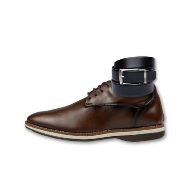 Imagem de Denver Oxford Social Masculino, Sapato Brogue em Couro, Preto e Marrom, com Cinto, Estilo Clássico Confortável (Conhaque, BR, Adulto, Numérico, 44)