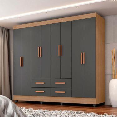 Imagem de Guarda Roupa Casal Ambiente Porto 8 Portas Nature Cinza - Móveis Leão