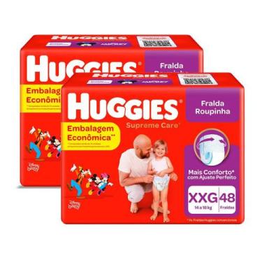 Imagem de Kit 2 Fralda Roupinha Huggies Supreme Care Tamanho XXG Pacote Hiper 48