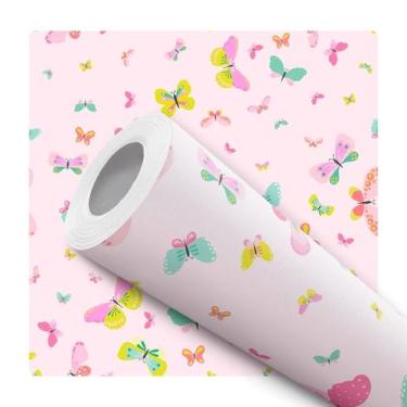 Imagem de Papel de Parede Vinílico Autoadesivo Lavável Jardim Borboletas Colorid