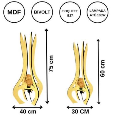 Imagem de Luminária de Chão MDF PALACE - LENOBRE, Mdf cru, Kit com 2 - 75x40cm e