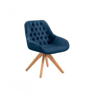 Imagem de Poltrona Decorativa Alice Suede Capitone Pe Palito Unidecor Azul Bic
