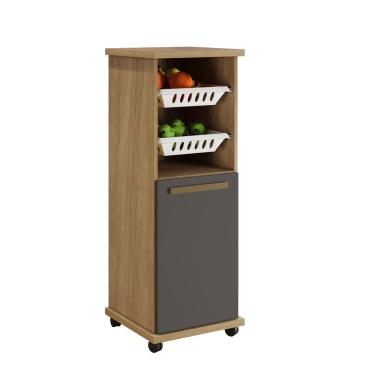 Imagem de Armário Cozinha Com Fruteira Paraná 1 Porta 1 Prateleira 2 Cestos Arte Móveis Cinamomo-grafite