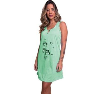 Imagem de Camisola Malha Estampada Vekyo Conforto Alcinha Roupa Para Dormir Linha Noite Feminina-Feminino