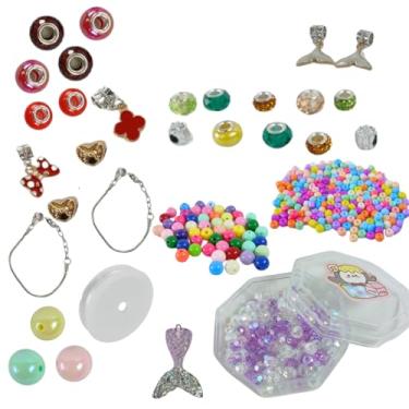 Imagem de Kit de Miçangas Colorida Pulseira Bijuteria Artesanato Infantil - Castela