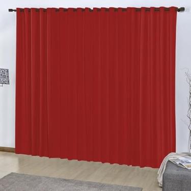 Imagem de Cortina Oxford Premium em Poliéster, 2,80m x 1,80m, com Ilhós, Tecido Duplo, Moderna, para Sala e Quarto (Vermelho)