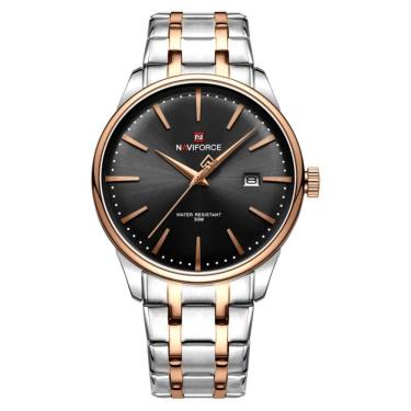 Imagem de Relógio De Quartzo Masculino Pulseira De Aço Inoxidável Resistente à água Preto