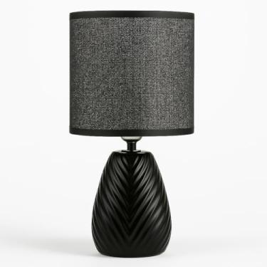 Imagem de Abajur Moderno Decorativo Luminária de Mesa com fio bivolt decoração para sala quarto e cabeceira (Chevron Preto)