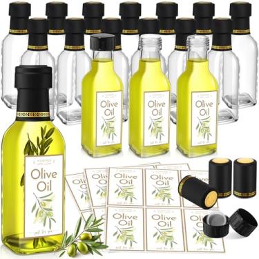 Imagem de LemonRoad 20 garrafas de azeite de oliva caseiras de 150 ml, garrafas quadradas de molho picante, transparente, com tampa de rosca à prova de vazamento e adesivos para armazenar azeite de oliva
