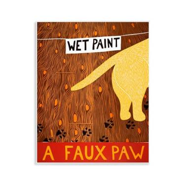 Imagem de Stupell Industries Arte de placa de parede de pata falsa com tinta úmida, design de Stephen Huneck, 14 x 11