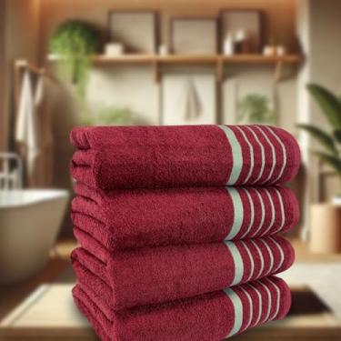 Imagem de Toalha de Banho Gigante 75x150cm 100% Algodão Felpuda e Macia – Alta Absorção (Bordô,04 Toalhas)