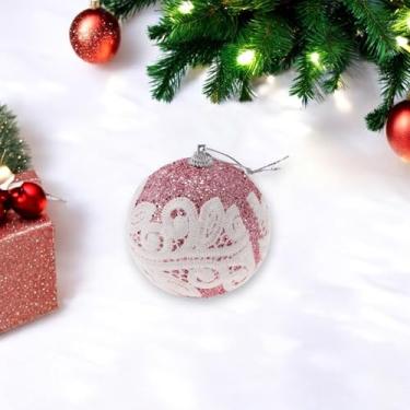 Imagem de Generic 1 peça de enfeites de bolas de Natal folha redonda pano espuma rosa 8 cm
