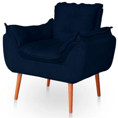 Imagem de Poltrona Opala Para Sala Confortável Resistente Veludo Cor Azul