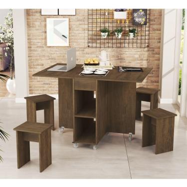 Imagem de Mesa Bancada Dobrável Carlos Com Bancos Castanho