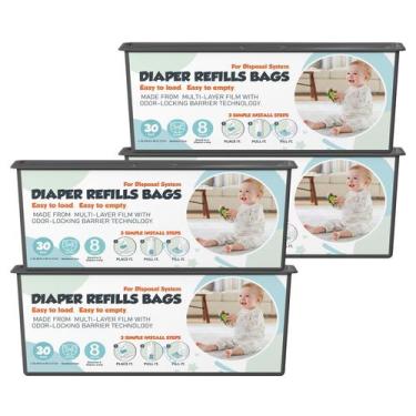 Imagem de Sacos para fraldas Zippland Easy Roll, 7 camadas, Odor Lock, 120 unida