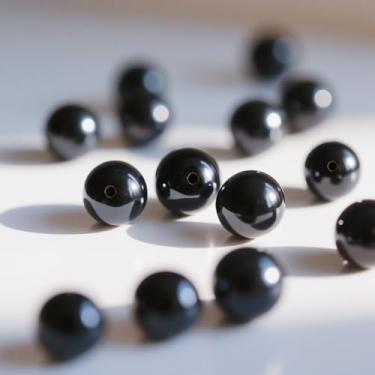 Imagem de Laopottbeads 800 peças de pérolas pretas de 8 mm para fabricação de joias, kit DIY de pérolas redondas para pulseiras, brincos, colares e tornozeleiras