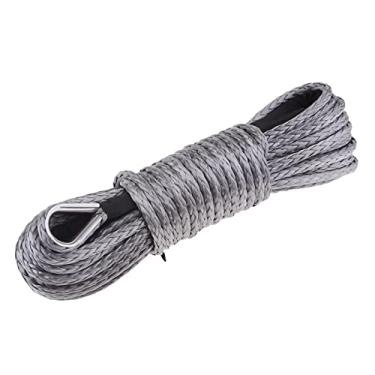 Imagem de barenx Cabo de guincho de fibra sintética de 1/4 polegada x 1,5 m para barco ATV UTV, conveniente e reparável - cinza