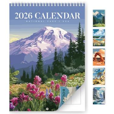 Imagem de Calendário 2026, calendário mensal de parede 2026 de janeiro a dezembro de 2026, tamanho A4 de 12 meses, 21 x 29,7 cm, pendurado em espiral com encadernação de fio duplo, perfeito para casa ou