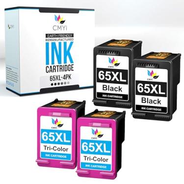 Imagem de CMYi Pacote combo de cartuchos de tinta de impressora 65XL de substituição para HP DeskJet 3752, 3755, 3758, 3760, 3762, 3764, 3772, 2600, 2620, 2622, 2624, Envy 5010, 5012, 5014, 5020, 50300