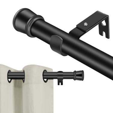 Imagem de Varões de cortina resistentes para janelas de 80 a 231 cm, conjunto de hastes de cortina ajustáveis de 2,5 cm com suportes, varão de cortina de metal para quarto, cozinha, sala de estar 25LMG91BLK