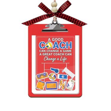 Imagem de Enfeite de batido de agradecimento de treinador de vôlei - Prancheta esportiva 3 camadas de madeira e acrílico para presente - Um bom treinador pode mudar um enfeite de jogo - Presente de