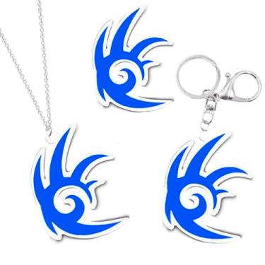 Imagem de YlLUCHH Conjunto de colar espiral, chaveiro e broche de 3 peças – Joias inspiradas em jogos para fãs, presentes de aniversário ou férias, standard, Metal, Sem Pedra Preciosa