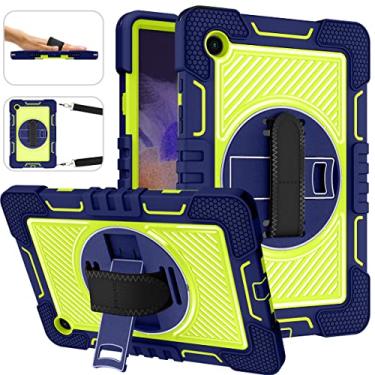 Imagem de UUcovers Capa para tablet Samsung Galaxy Tab A8 de 10,5 polegadas modelo 2022 (SM-X200/X205/X207), com alça de mão e alça de ombro com suporte giratório de 360°, capa rígida à prova de choque, azul