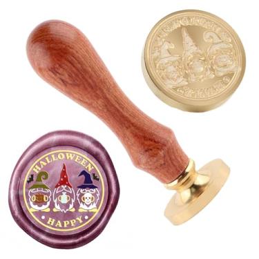 Imagem de Carimbo de lacre de cera Dwarfs Carimbo de cera de Dia das Bruxas Cabeças de latão removíveis para decoração de festa de Halloween, envelopes de cartas, cartões de felicitações, presentes