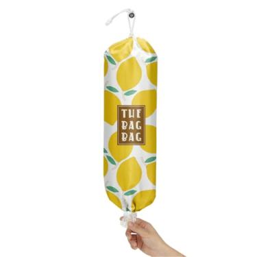 Imagem de IHopes+ Organizador de saco de plástico, dispensador reutilizável de saco de plástico estilo country para cozinha doméstica, viagem, decoração de acampamento, dispensador usa 1 pacote, padrão de limão