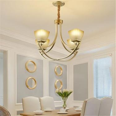 Imagem de Lustre retrô americano com LED, estilo europeu, luxuoso, para sala de estar, restaurante, quarto, escritório, casa de campo, hotel, café, escada (FA 4 lâmpadas)